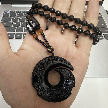 Hollow-out safety buckle jade pendant sweater chain high-grade white jade pendant men's and women's long necklace Joker accessories wholesale