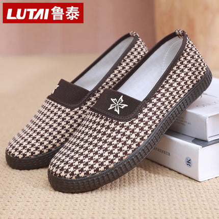 Lu Tai Mom Shoes Flat Shoes Cloth Shoes Women's Shoes Soft Sole Not Tired Foot Slip-on Casual Shoes Single Shoes Elderly Shoes