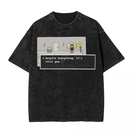 Annoying Dog Game Frisk t Shirts Hip Hop Washed Cotton Overs