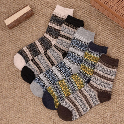 5-10 pairs of retro thick line socks men's stockings autumn and winter warm thickened men's ethnic totem socks winter