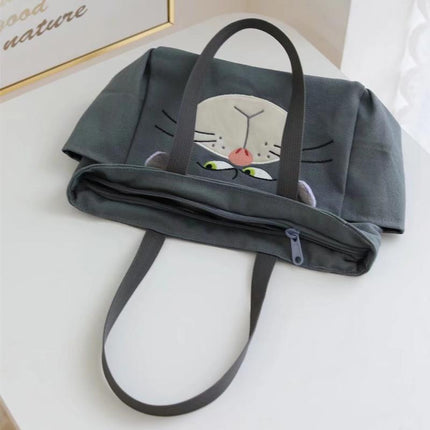 Cartoon Lucifer Bad Cat Surrounding Canvas Bag Shoulder Tote Bag Portable Small Bag Lunch Box Bag