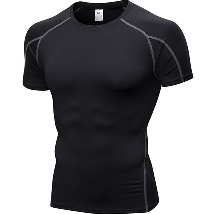 Men's PRO Tight Short-sleeved Fitness Sports Running Training Suit Elastic Quick-drying Clothes Short-sleeved T-shirt Clothes 1053