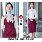 wine red waistcoat dress white shirt / S