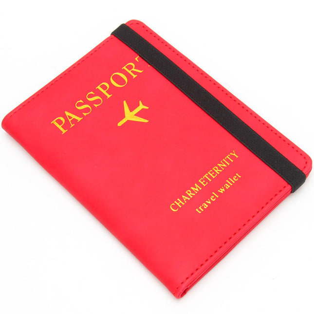 Rfid Anti-Magnetic Passport Holder Amazon Passport Book English Foil Stamping Ticket Holder Multi-Card Slot Elastic Band Passport Cover Leather