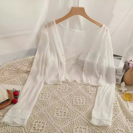 Mint Mambo Sunscreen Cardigan Women's Thin Small Shawl Summer Sling Skirt Outer Blouse Tulle Top