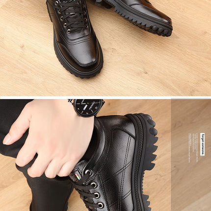 Genuine Leather leather broken size leak-picking men's cotton shoes dad shoes winter fleece-lined warm cotton leather shoes men's high-top cotton shoes