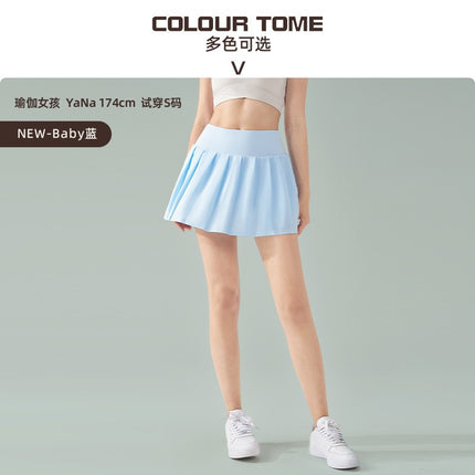 Spring and Summer New Dopamine Yoga Short Skirt Anti-running Fake Two-piece Tennis Skirt Quick-drying Fitness Sports Skirt Pleated Skirt