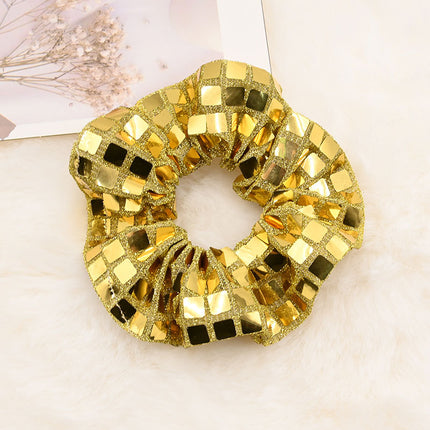 New cross-border silver large intestine hair ring women's head high sense hair ring fabric hair rope light luxury hair accessories wholesale