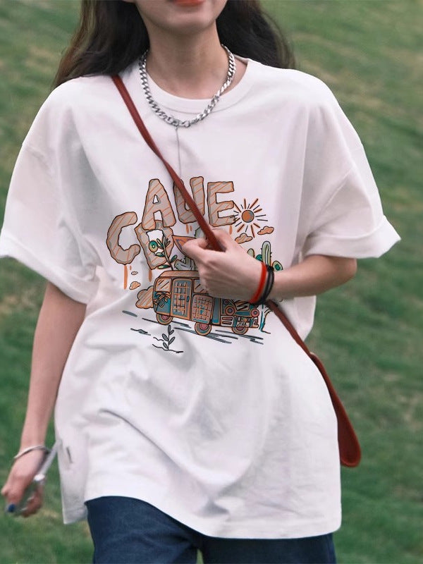 Black Short-Sleeved T-Shirt for Women 2026 New Pure Cotton Summer Design Half-Sleeved Loose American Style Lazy Chic Top