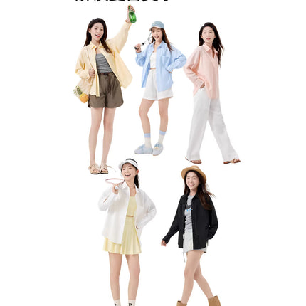 Cooling Loose-Fitting Sun Protection Clothing for Women, Summer Uv Protection, Lightweight Breathable Long-Sleeved Jacket, Ice Silk Sun Protection Clothing for Men