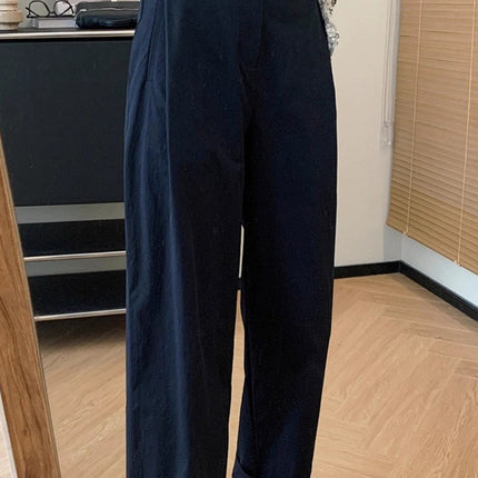 Origami Pants! Imported Super Cotton Slightly Wrinkled Paper-Feel Hip-Covering Straight Casual Pants!