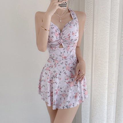 Sexy Swimsuit Women's One-Piece Boxer Conservative Slimming Belly-Covering Sexy Hot Spring Fresh Girl Student Swimsuit