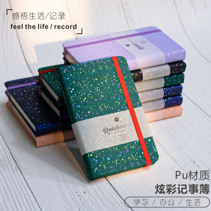 A5 flash hard leather book A6 strap notepad student portable small book thickened inner page non-permeable ink leather book