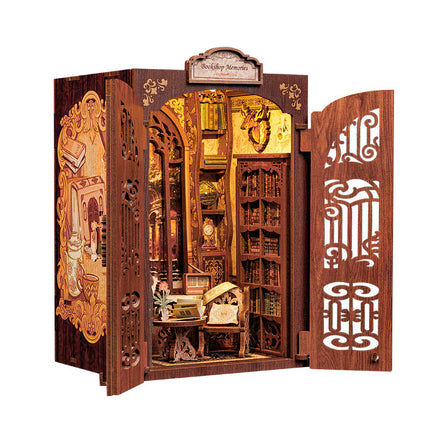 CuteBee New Small Frame Owl Bookstore diy Wooden 3D Handmade Assembled Book Stand Model Toy