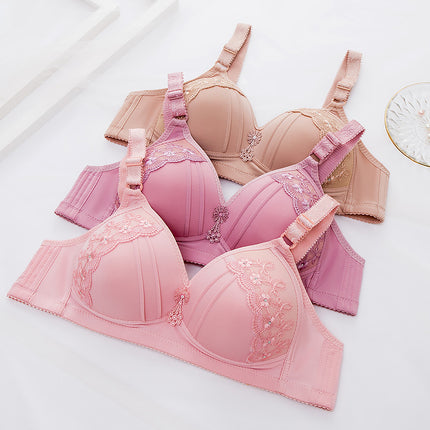 Hot Cross-border Middle-aged and Elderly Underwear Bra for Female Mothers without Steel Ring Adjustable Breathable chubby girl plus size Gather-up Bra