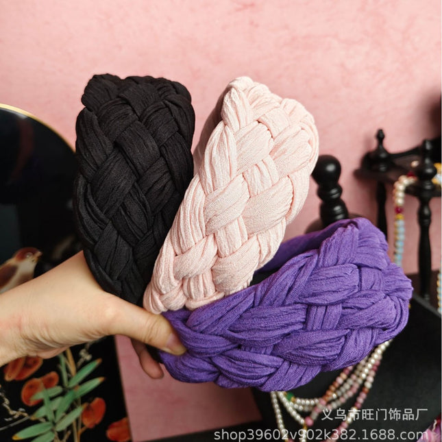 Korean-Style Simple Wide-Brimmed Braided Hairband with a High-End Feel, Specifically for Face Washing, High-Top Hair Clip Wholesale
