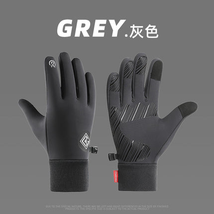 New Cycling Gloves Men's Winter Outdoor Sports Running Waterproof Anti-Slip Touch Screen Plus Velvet Warm Cross-Border Gloves