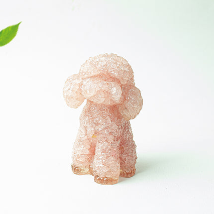 Natural Crystal Crushed Stone Resin Teddy Dog Animal Figurine Decoration for Home Desktop Decoration Cute Amethyst