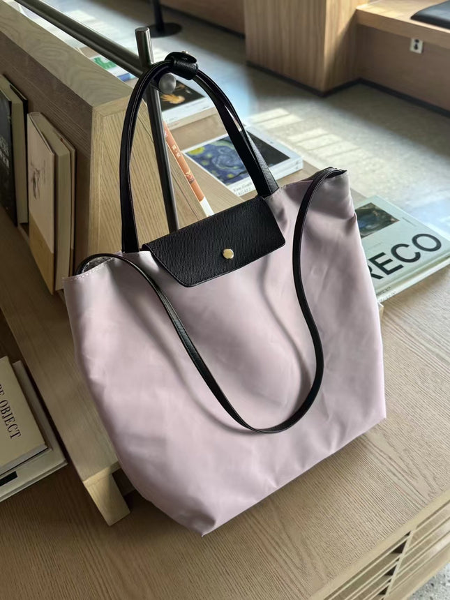 2025 New Waterproof Cloth with Head Layer Cowhide Bucket Bag Large Capacity Portable Shoulder Bag Commuter Crossbody Computer Bag