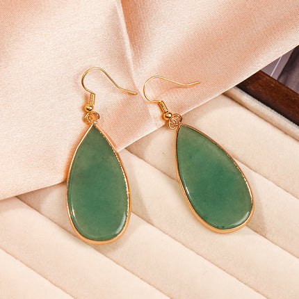 Zhuhang Jewelry Cross-Border New Natural Stone Earrings Light Luxury High-End Earrings Blue Pine Green Eye Stone Earrings Wholesale