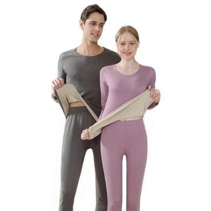 2025 New Cashmere Silk Underwear for Women, Double-Sided Brushed Fleece-Lined Thermal Tops and Pants Set for Men, Seamless Wholesale