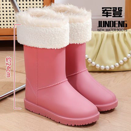 Women's Mid-Calf Rain Boots, Winter Thickened Waterproof Shoes, Outdoor Warm Rubber Shoes, Rain Boots, Labor Protection Work Wear-Resistant Water Boots for Women