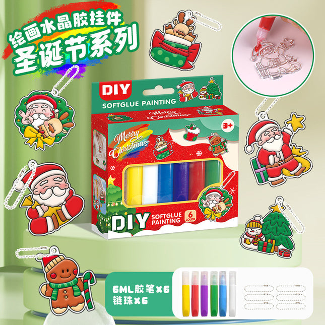 DIY children's crystal plastic painting suit graffiti free plastic painting window pendant keychain sun catcher toy