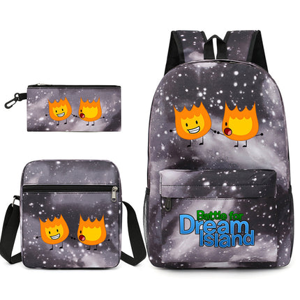 Battle for Dream Island Backpack Dream Island Schoolbag Three-Piece Canvas Backpack