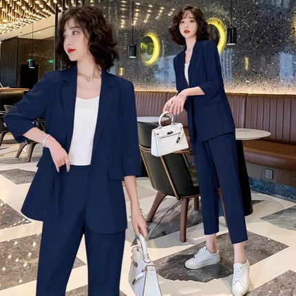 European and American Style Cross-Border Women's Blazer Summer Korean Version Trendy Plus-Size Casual Influencer Two-Piece Set Oversized