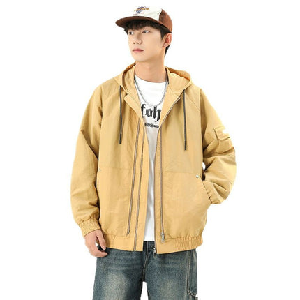 Jacket Men's 2025 Spring New Loose Hooded Outdoor Casual Tooling Charge Jacket Spring Trendy Top