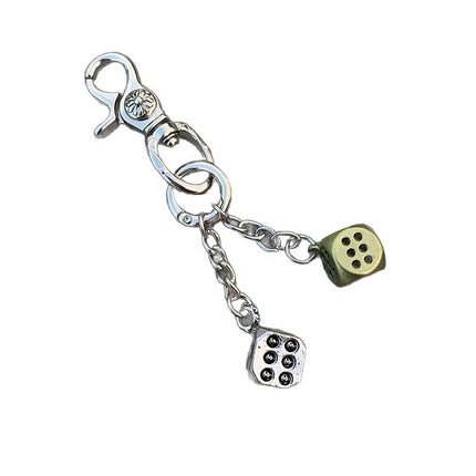 Vintage Floral Heavy-Duty Keychain Dice Pendant Accessory Bag Charm Trendy Niche Style