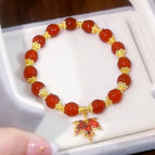 Single chain red beads red maple leaf