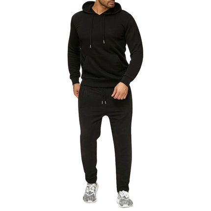 Men's Suit Foreign Trade Cross-Border Sports Sweatshirt Pullover Sweatpants Fleece Fashion Solid Color Men's Hoodie Two-Piece Set