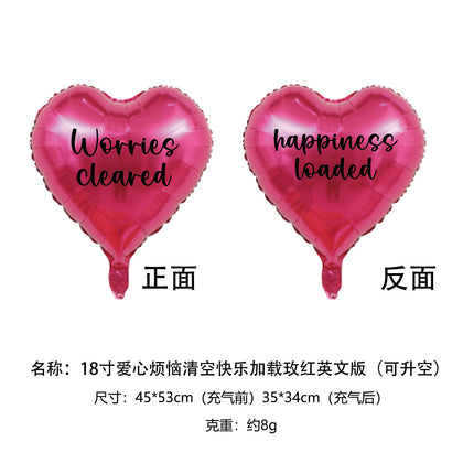 2026 New Year's Eve 18inch Aluminum Foil Heart Balloons Floating Set - Peace, Joy, Happy Birthday Theme