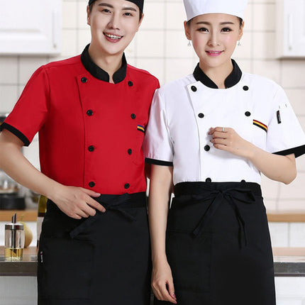 Foreign Trade Wholesale Cross-Border Export Restaurant Canteen Kitchen Clothing Hotel Chef Work Clothes Summer Wear Hotel Short-Sleeved Men's Clothing