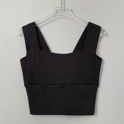 South Korea Dongdaemun New Slim-fit Slim-fit Sexy Chest-showing Pure Desire Style All-match Short Exposure Waist Camisole Vest for Women