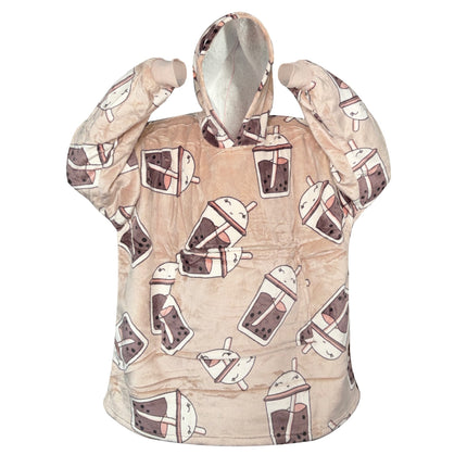 Hooded Blanket Hoodie Blanket Cross-Border Flannel Thickened Lamb Fleece Robe Fleece Pullover Tv Blanket