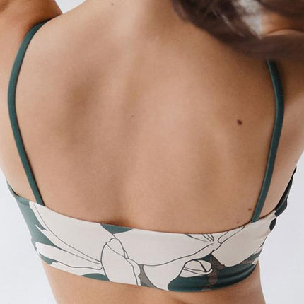 Foreign trade export in stock green flower bikini female swimsuit suit
