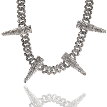 Gu Meng personality hip-hop Panther necklace enhanced alloy Diamond exaggerated creative necklace trend jewelry wholesale