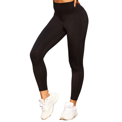 New Hot-Selling Cross-Border Spliced Pocket Yoga Pants High-Elastic Sports Slim High-Waist Hip-Lifting Outdoor Cropped Leggings