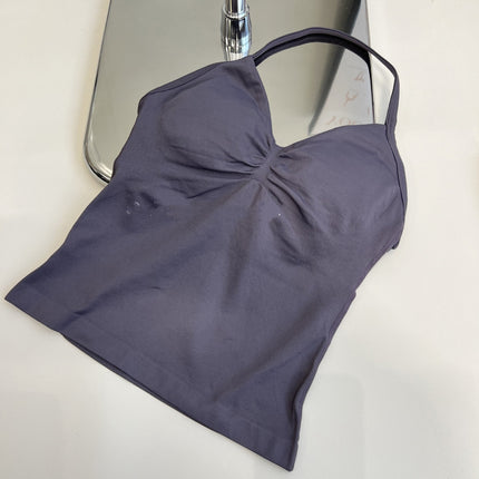 Dfyne Halter Sports Bra Chest Pad Shock-Proof High-Intensity Yoga Top Vest Beautiful Back Sports Sling Women Summer