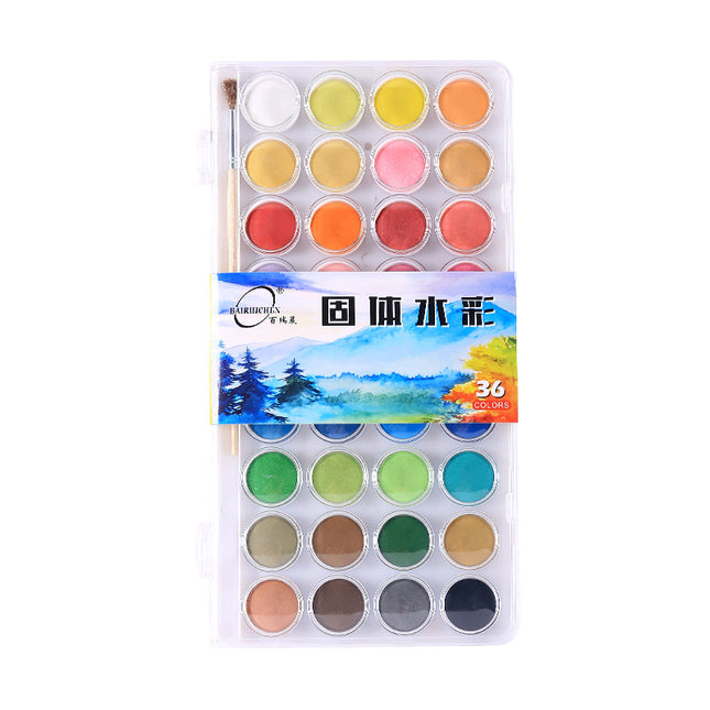 Cross-Border 48-color beginner solid watercolor pigment powder cake set art painting solid watercolor factory wholesale