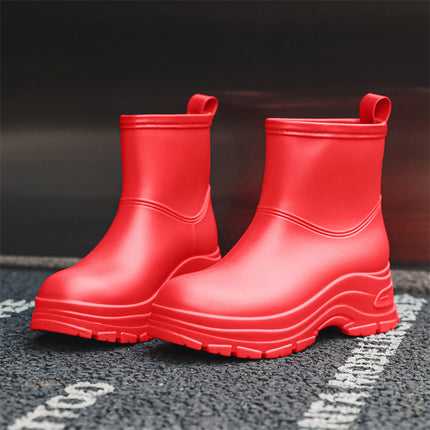 Cross-Border Korean Style Women's Waterproof Anti-Slip Rain Boots with Cotton to Keep Warm and Increase Wear-Resistant Rubber Shoes for Outdoor Camping Rain Boots Foreign Trade
