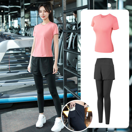 Yoga Clothing Suit for Women 2025 New Flesh-Covering Running Suit for Women Morning Running Sports Fitness Quick-Drying Clothing Wholesale