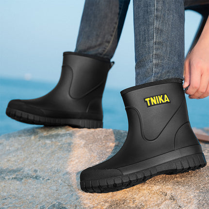 2025 Cross-border Men's Rain Boots Water Shoes Waterproof Wear-resistant Rubber Shoes Rain Boots Non-slip Short PVC Water Boots