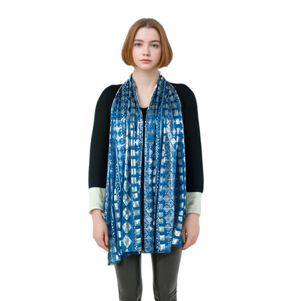 Europe and the United States cross-border foreign trade explosions autumn and winter new fashion bronzing color craft elastic warm scarf New Year long towel