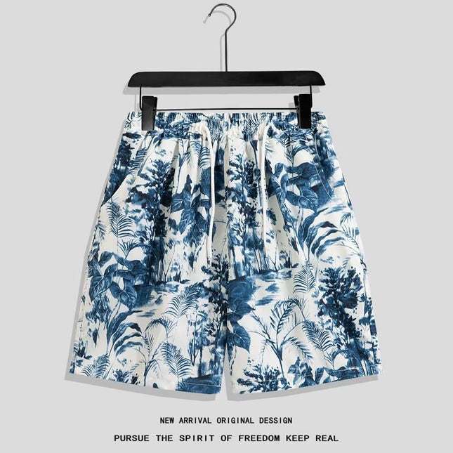 Summer Beach Shorts for Men Trendy Brand Ins Loose Sports Five-Point Quick-Dry Floral Shorts Trendy Couple Casual Large Shorts