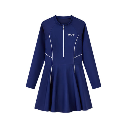 Long-sleeved swimsuit women's conservative sunscreen one-piece swimsuit slimming fat-covered girls swimsuit swimming pool training