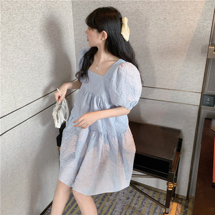 Cream Puff Dress 2022 Summer New Girl Puff Sleeve Waist White First Love Elegant Dress Goddess Style