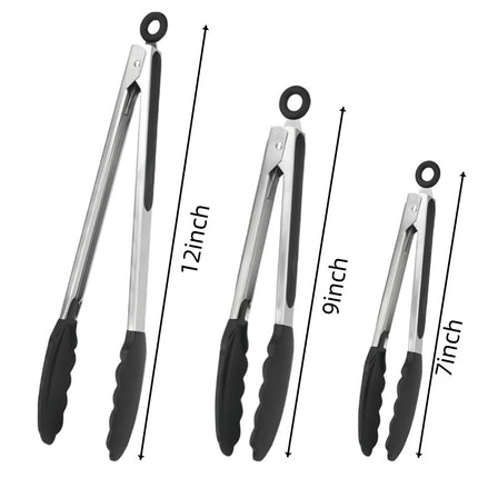 Silicone Clips for Kitchen Non-Stick Pans, Anti-Scalding and High Temperature Resistance, Household Barbecue and Steak Special Set, Stainless Steel Food Clips